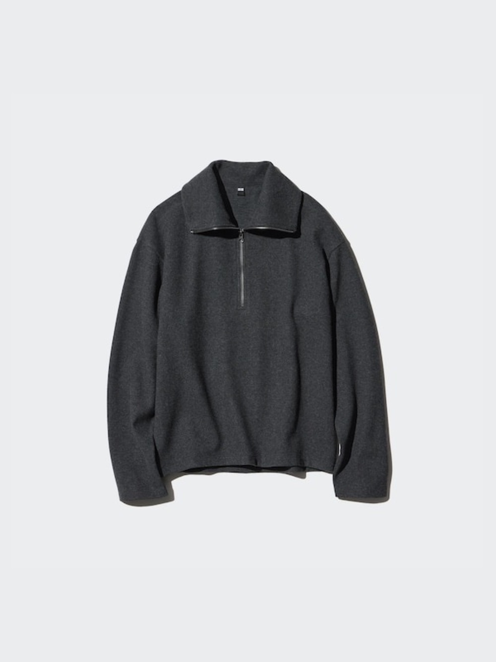 Uniqlo Brushed Jersey Half‑Zip Pullover – Charcoal Gray, Size Medium